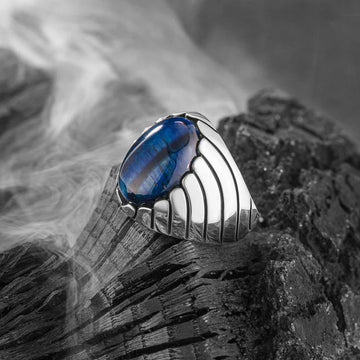 CAT EYE WAVES MEN'S RING - 925 SILVER