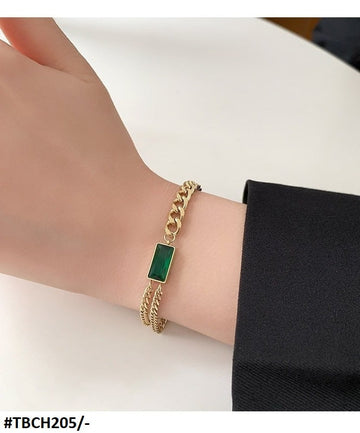 Greenish Baguette Hand Bracelet Openable